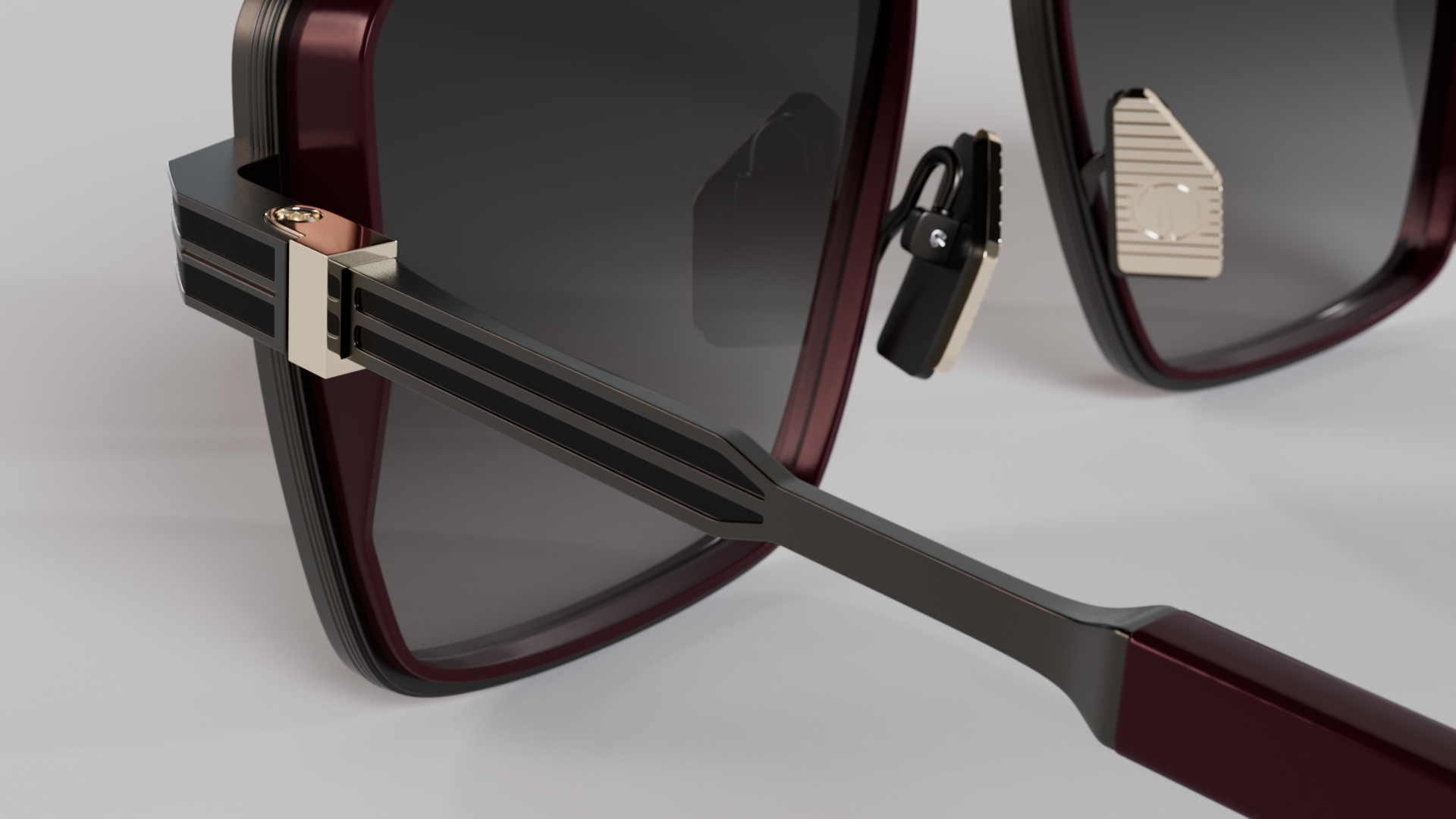 Masunaga MOC 001 Color A — Brushed Gunmetal / Burgundy