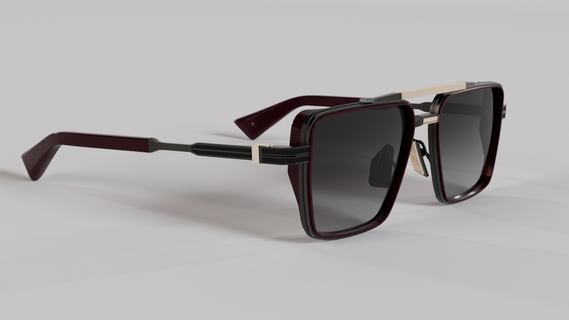 Masunaga MOC 001 Color A — Brushed Gunmetal / Burgundy