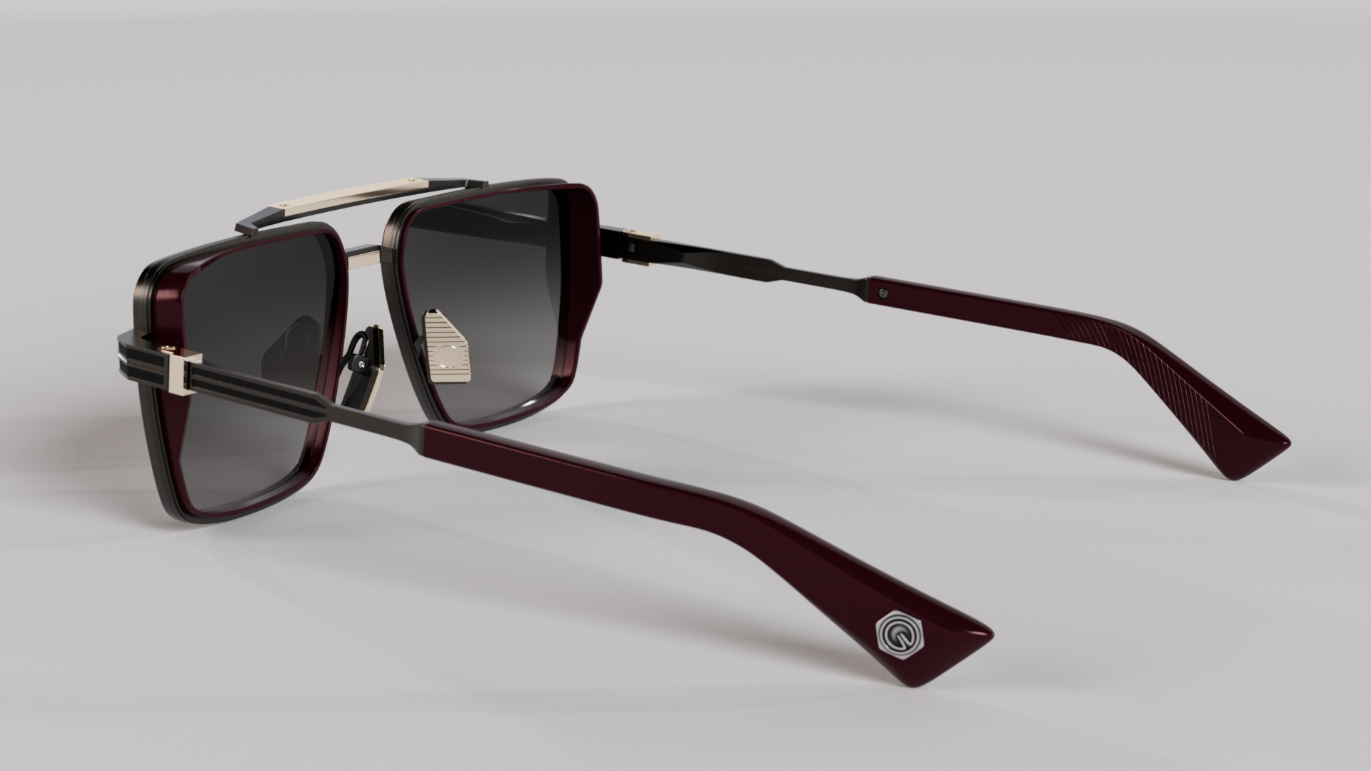 Masunaga MOC 001 Color A — Brushed Gunmetal / Burgundy