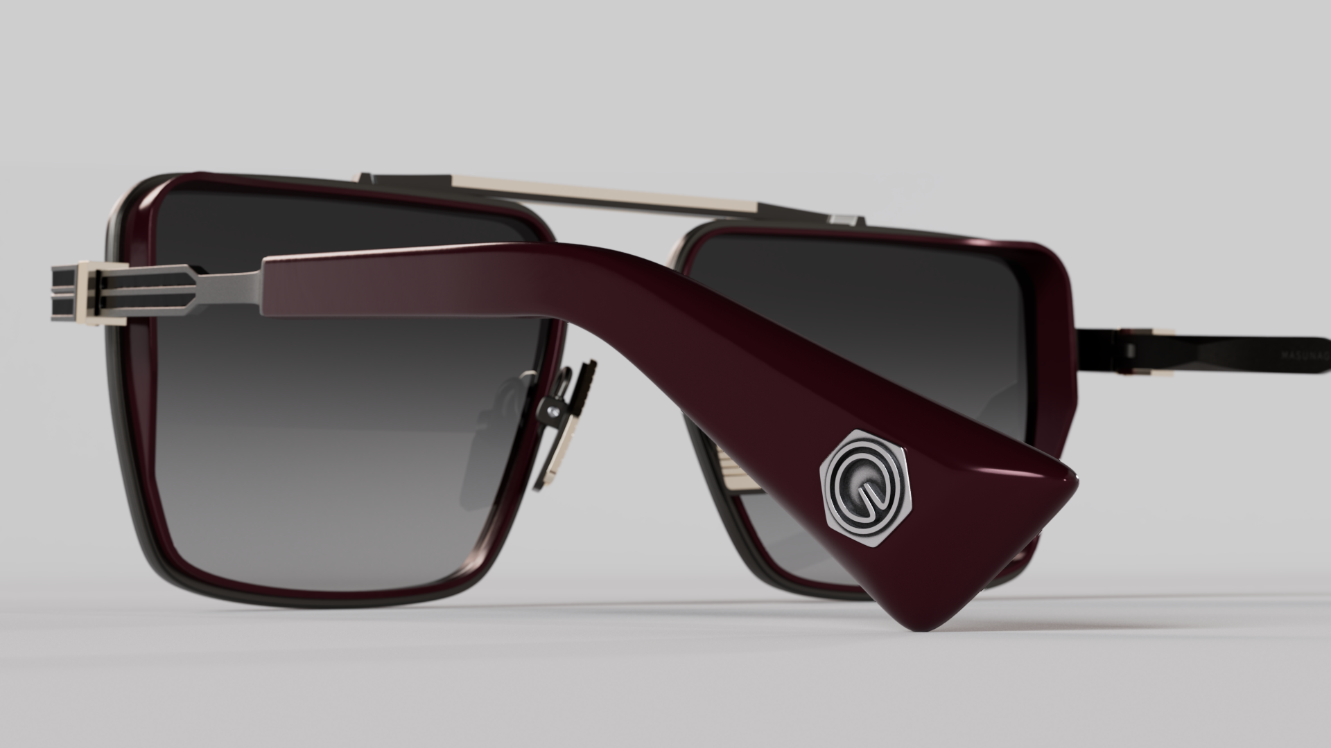 Masunaga MOC 001 Color A — Brushed Gunmetal / Burgundy