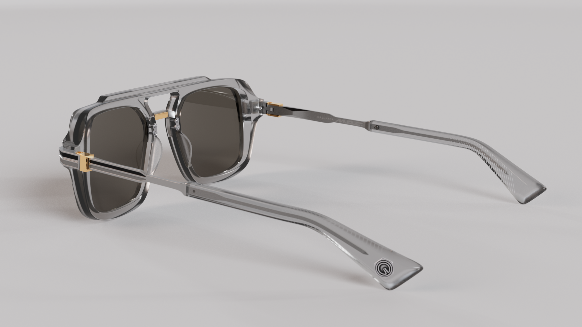 Masunaga MOC 002 Color B — Grey Crystal / Brushed Silver