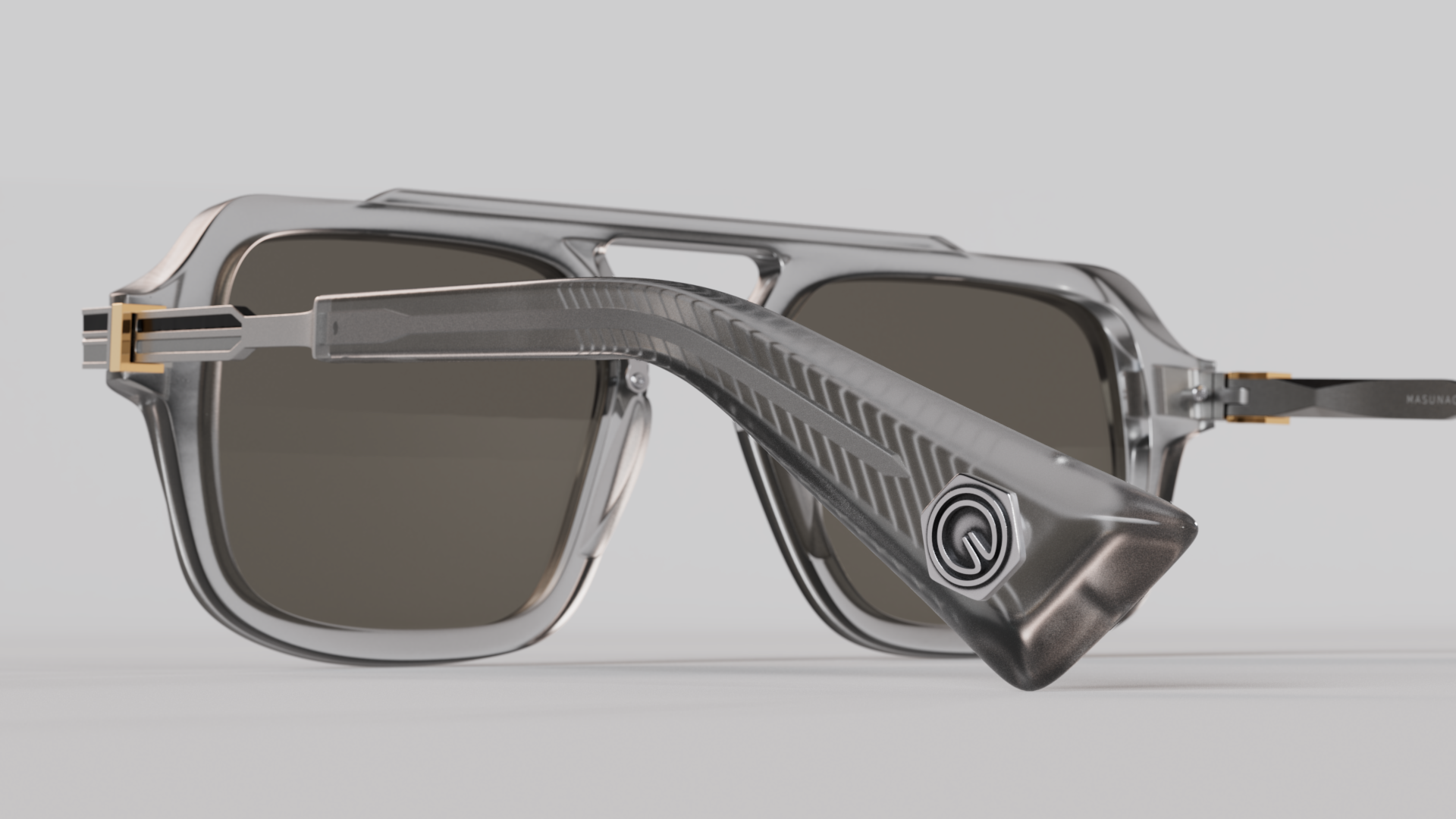 Masunaga MOC 002 Color B — Grey Crystal / Brushed Silver