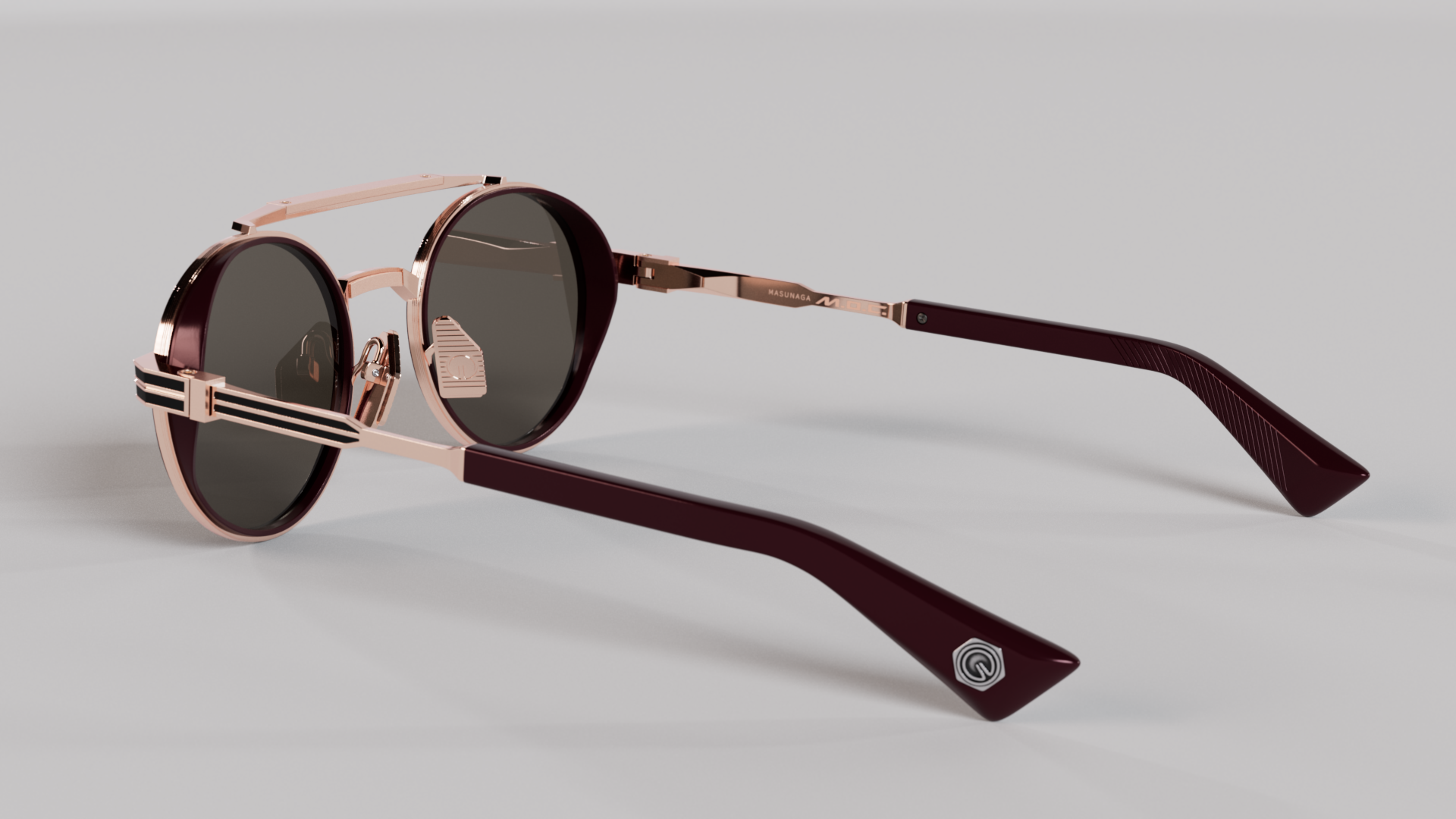 Masunaga MOC 003 Color A — Rose Gold / Burgundy