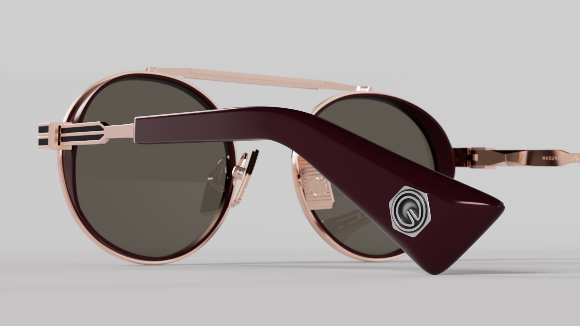 Masunaga MOC 003 Color A — Rose Gold / Burgundy