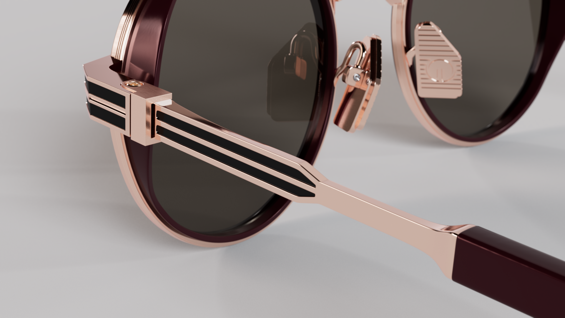 Masunaga MOC 003 Color A — Rose Gold / Burgundy