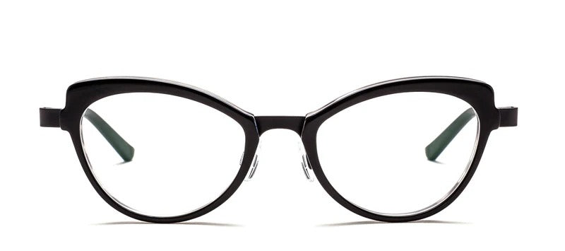 Bevel Quinoa Victoria in Black/Horn, handmade Japanese eyewear at Visionary Optics NYC