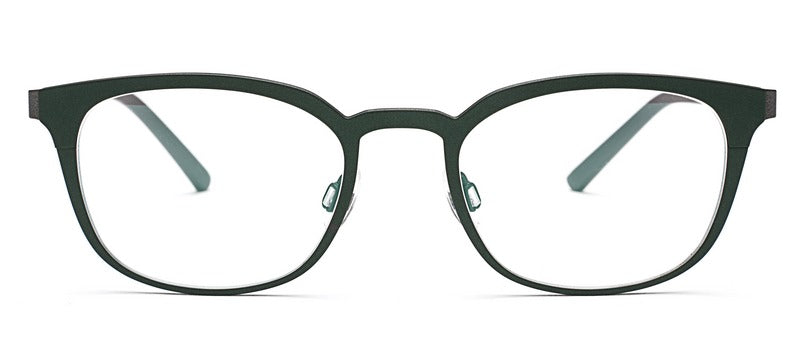 Bevel Mercurio in Forest Green/Dark Grey, handmade Japanese eyewear at Visionary Optics NYC