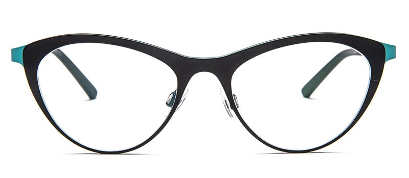 Bevel Sonoma in Black Carbon/Aqua Sky, handmade Japanese eyewear at Visionary Optics NYC