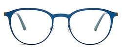 Bevel Jorja in Marine Blue/Olive Oil, handmade Japanese eyewear at Visionary Optics NYC