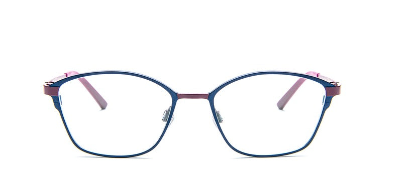 Bevel Sphinx in (Marine Blue/Deep Purple), handmade Japanese eyewear at Visionary Optics NYC
