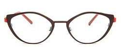 Bevel Dixie in Granite/Warm Red, handmade Japanese eyewear at Visionary Optics NYC