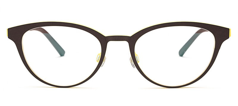 Bevel Lavinia in Granite/Soft Citrus, handmade Japanese eyewear at Visionary Optics NYC