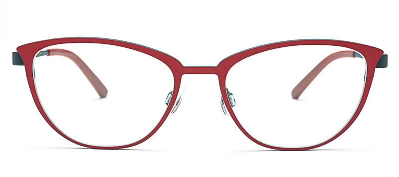 Bevel Rosalind in Warm Red/Bayberry, handmade Japanese eyewear at Visionary Optics NYC