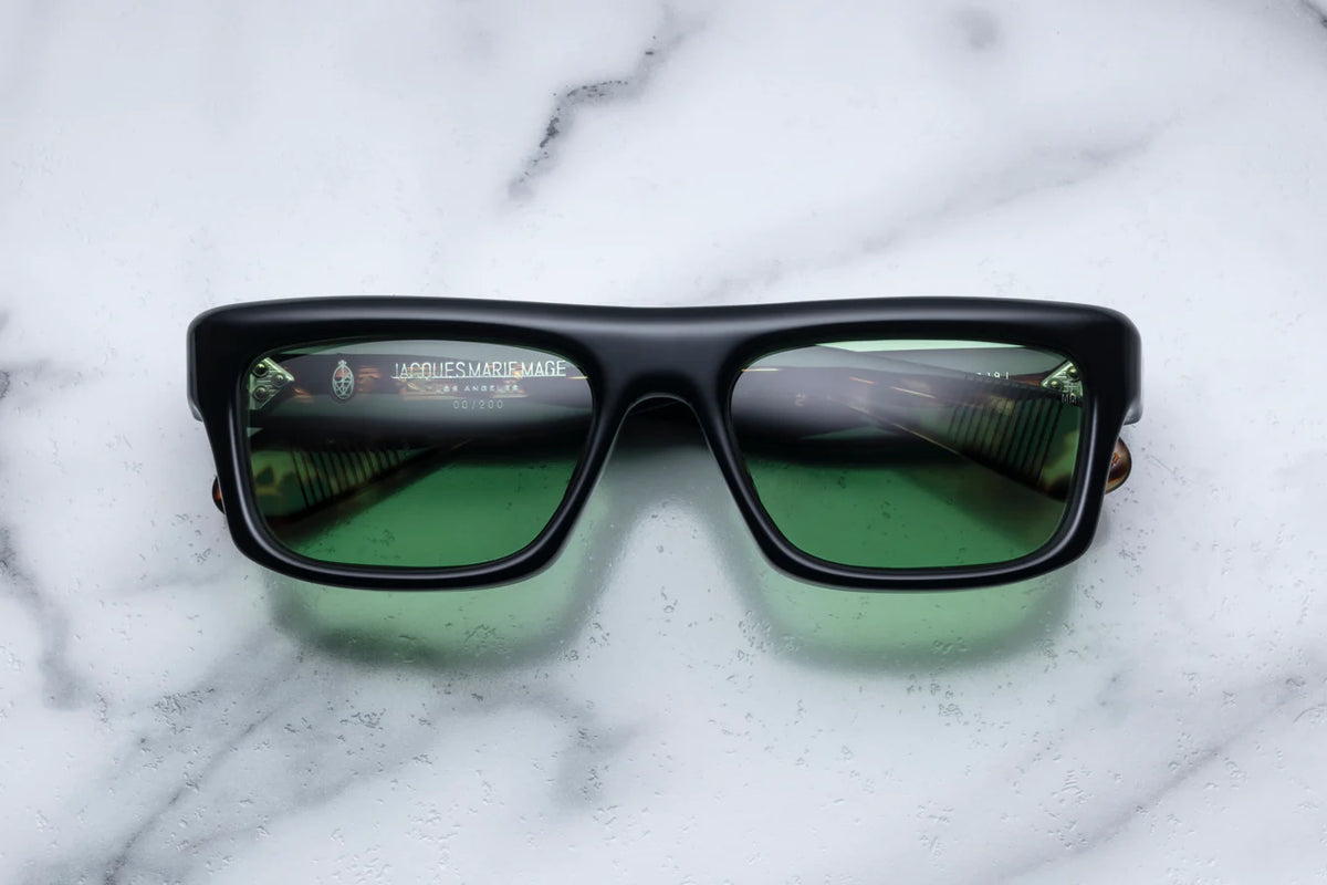 Jacques Marie Mage Cleavon Sunglasses in 01 Noir Fresh Green