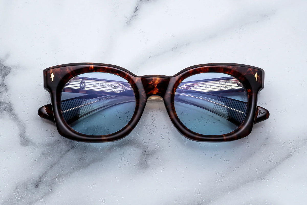 Jacques Marie Mage Elmyr Sunglasses in 5C Argyle Powder Blue