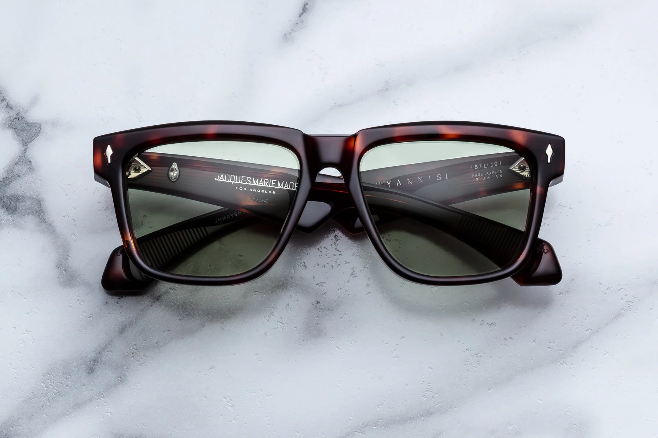 Jacques Marie Mage Hyannis (Sunglasses) in H11 Tenace Light Bottle Green - Luxury Eyewear