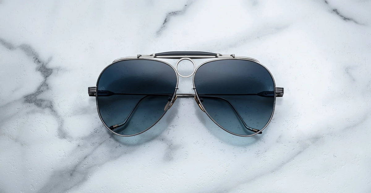 Jacques Marie Mage Gonzo Duke x Diamond Cross Ranch Sunglasses in 41 Silver Blue Gradient