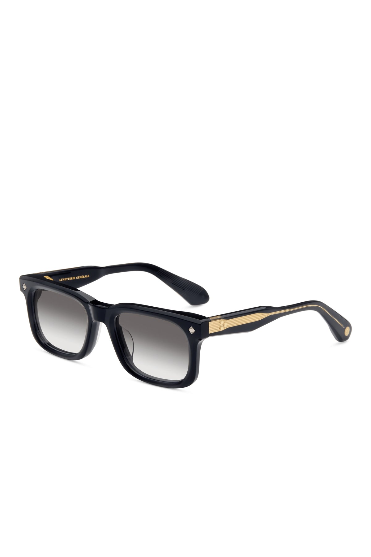Lunetterie Générale Grand Voyageur Sunglasses in Black/18K Gold, Gradient Grey