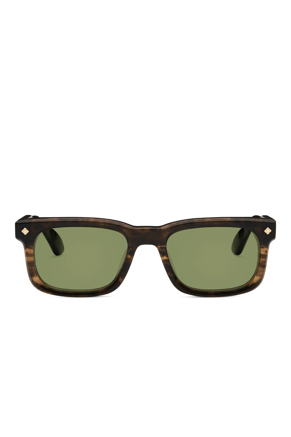 Lunetterie Générale Grand Voyageur Sunglasses in Tobacco/18K Gold, Solid Green G15