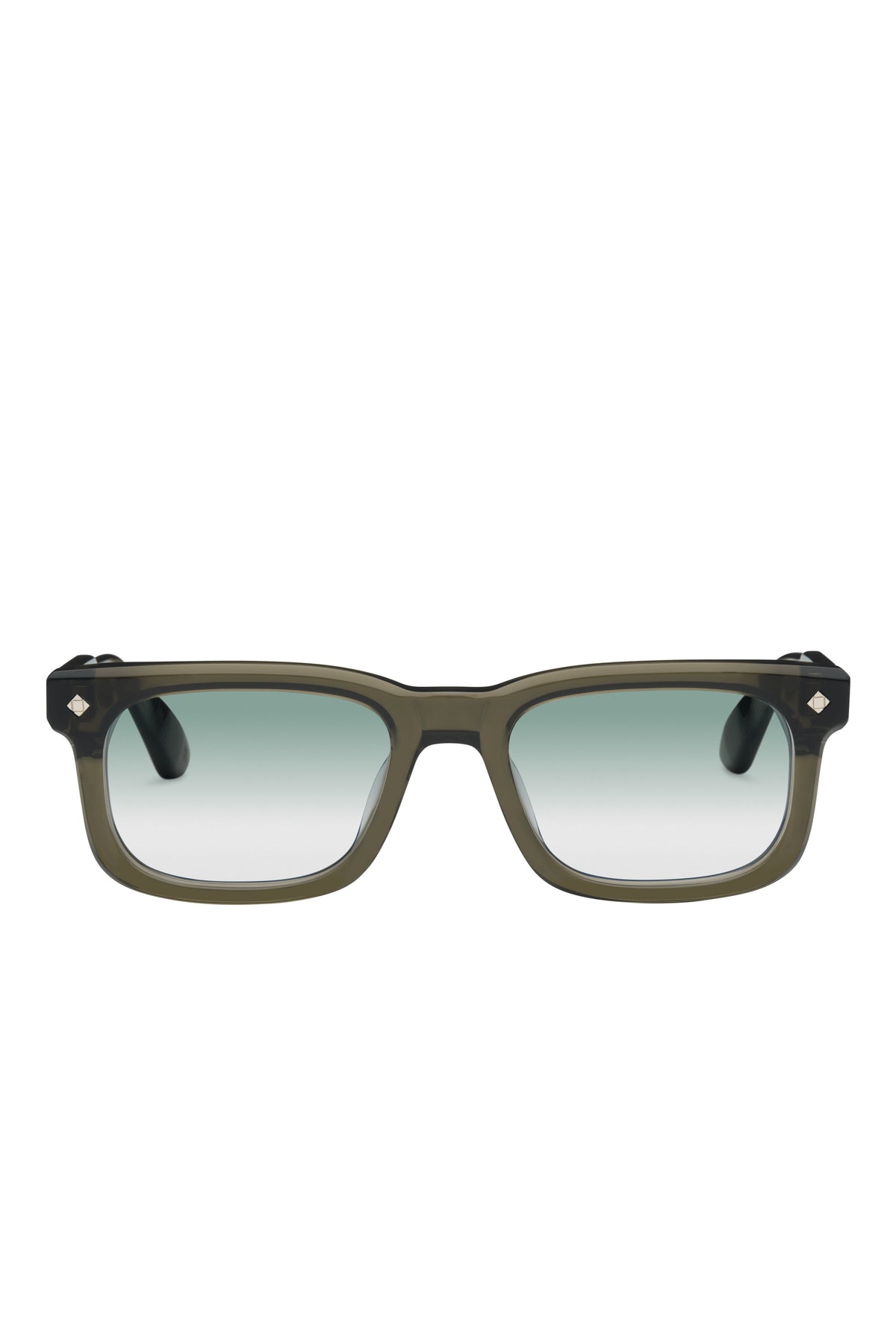 Lunetterie Générale Grand Voyageur Sunglasses in Forest Green/Palladium, Gradient Blue Green