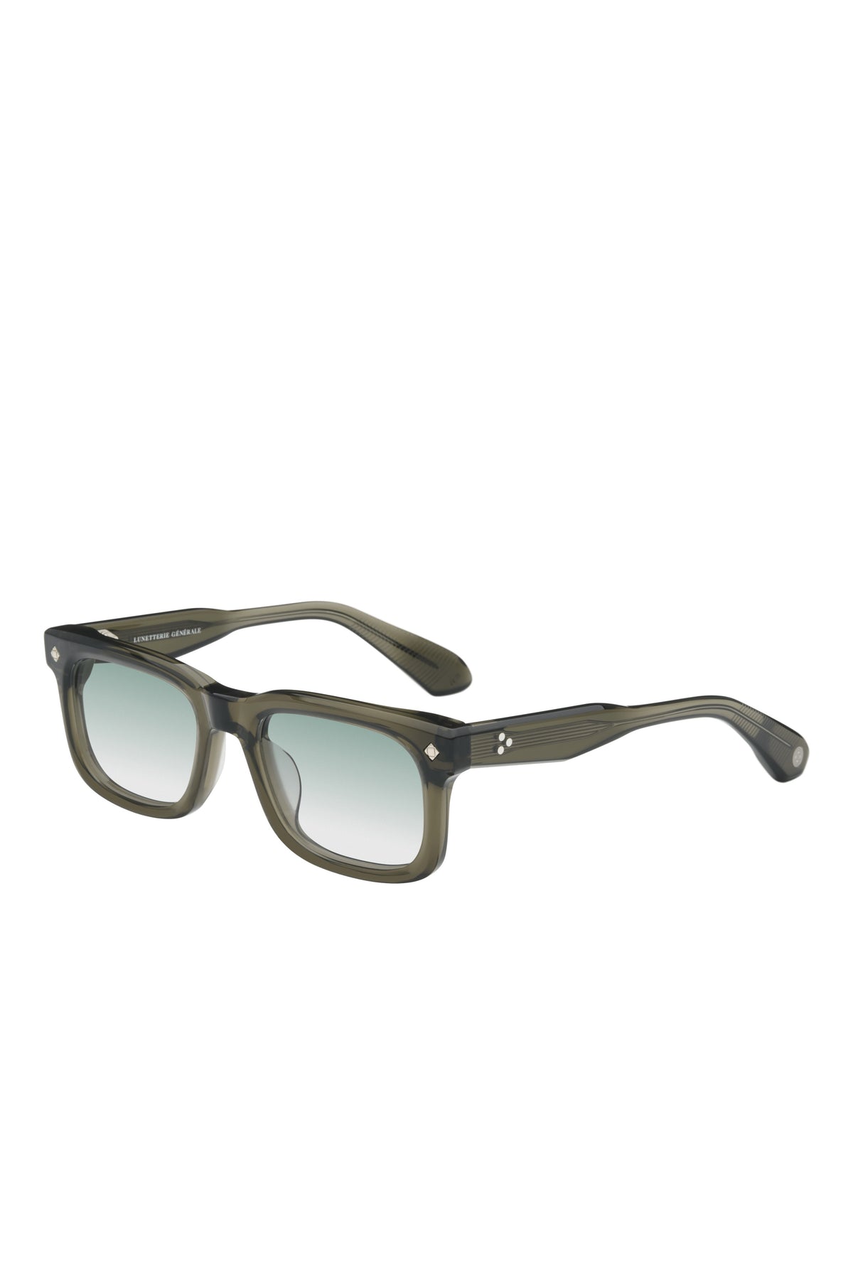 Lunetterie Générale Grand Voyageur Sunglasses in Forest Green/Palladium, Gradient Blue Green