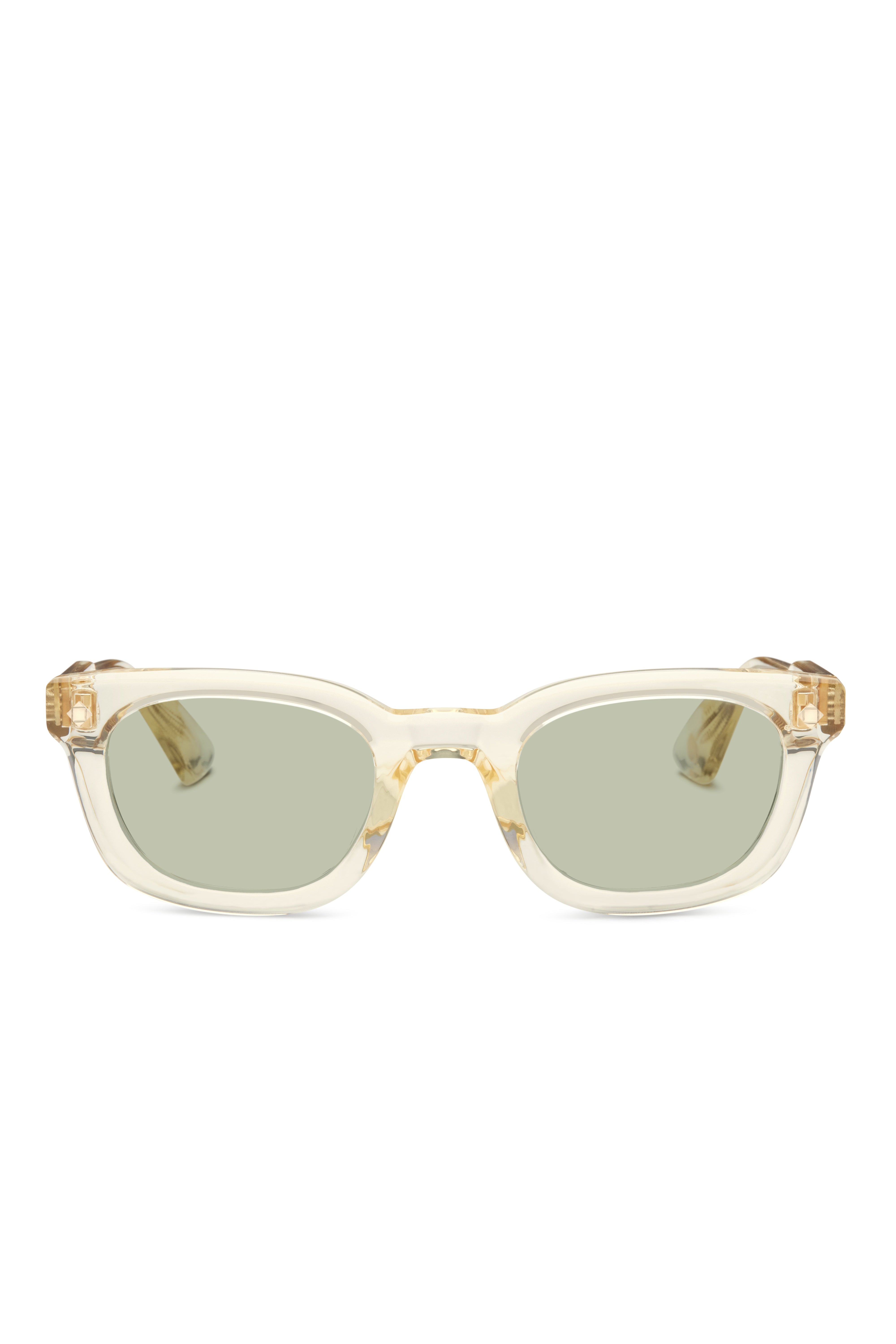 Lunetterie Générale One More Night Sunglasses in Vintage Crystal/18K Gold, Solid Green G13