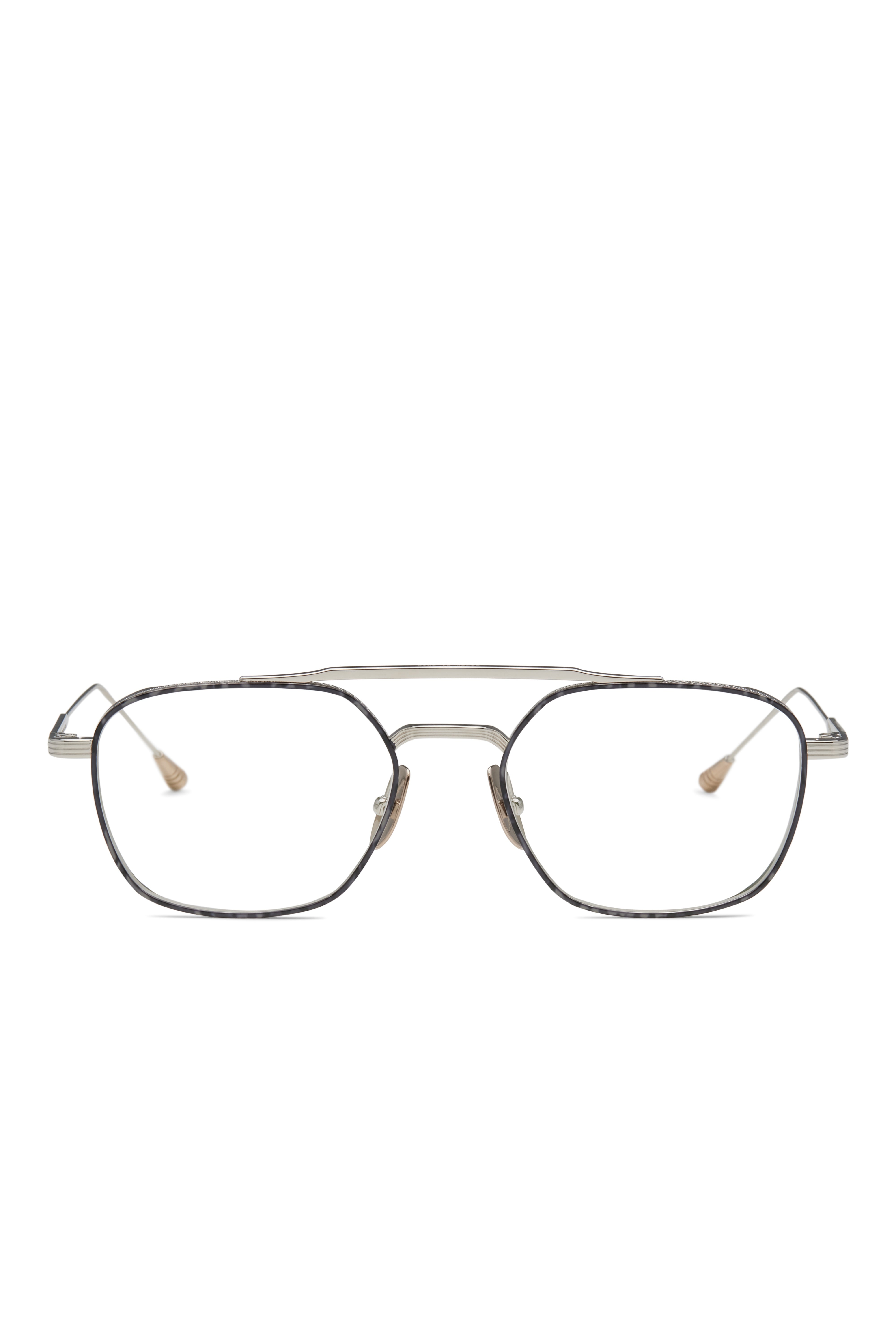 Lunetterie Générale Route 66 Optical in Palladium/White Gold & Black-Grey Rim Lacquer