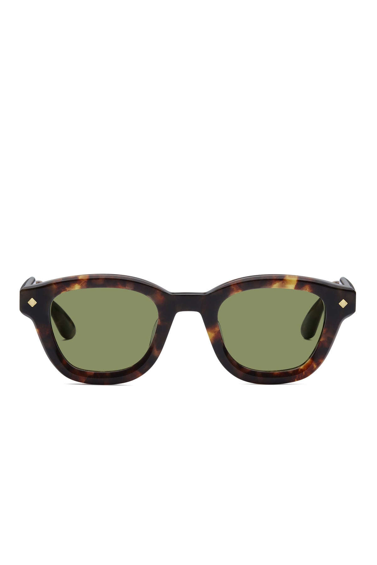 Lunetterie Générale The Last Idyll Sunglasses in Medium Tortoise/24K Gold, Solid Green G15