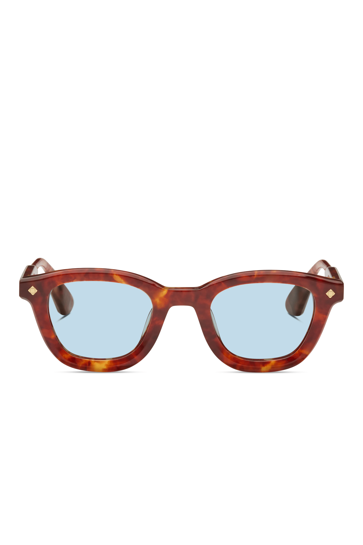 Lunetterie Générale The Last Idyll Sunglasses in Medium Havana/24K Gold, Solid Blue