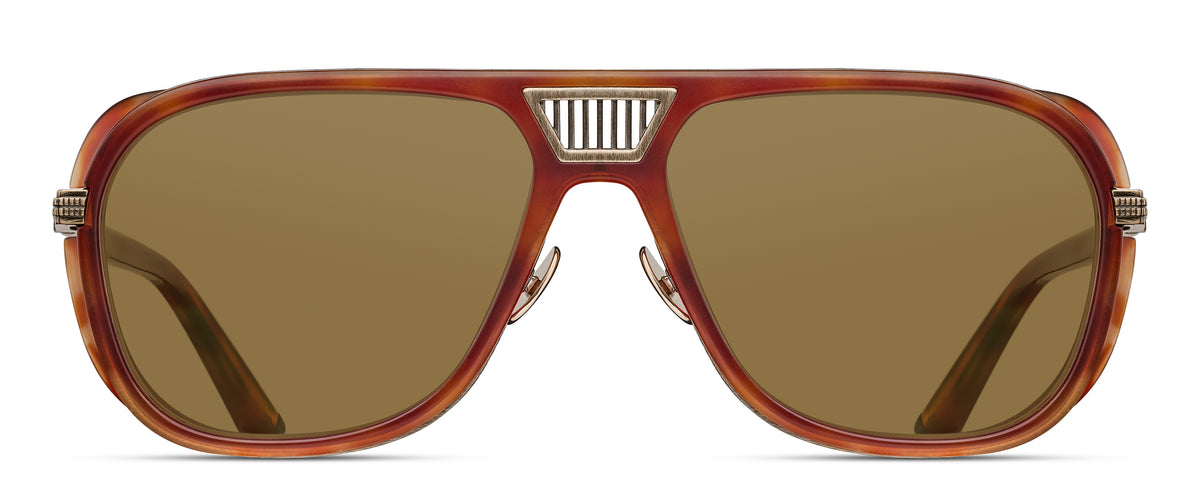 Matsuda M3023 V2 Sunglasses in Antique Gold - Matte Bottle Green