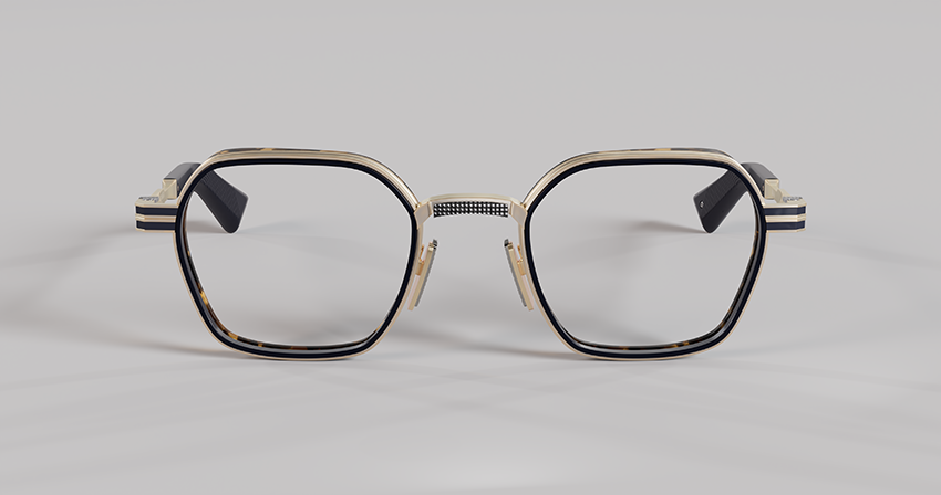 Masunaga MOC 004 Color B — Antique 12K Gold / Navy – Tortoise