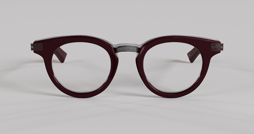 Masunaga MOC 006 Color A — Brushed Gunmetal / Burgundy – Grey Crystal
