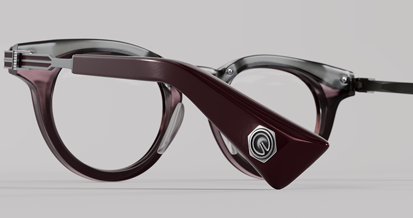 Masunaga MOC 006 Color A — Brushed Gunmetal / Burgundy – Grey Crystal
