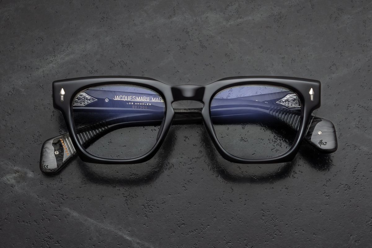 Jacques Marie Mage Rawlins Optical in K4 Obsidian Haze with Superlight Grey lenses at Visionary Optics NYC