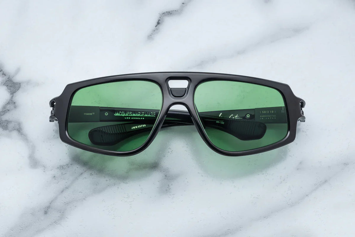Jacques Marie Mage Scarface Sunglasses in 88 Black Palm Green