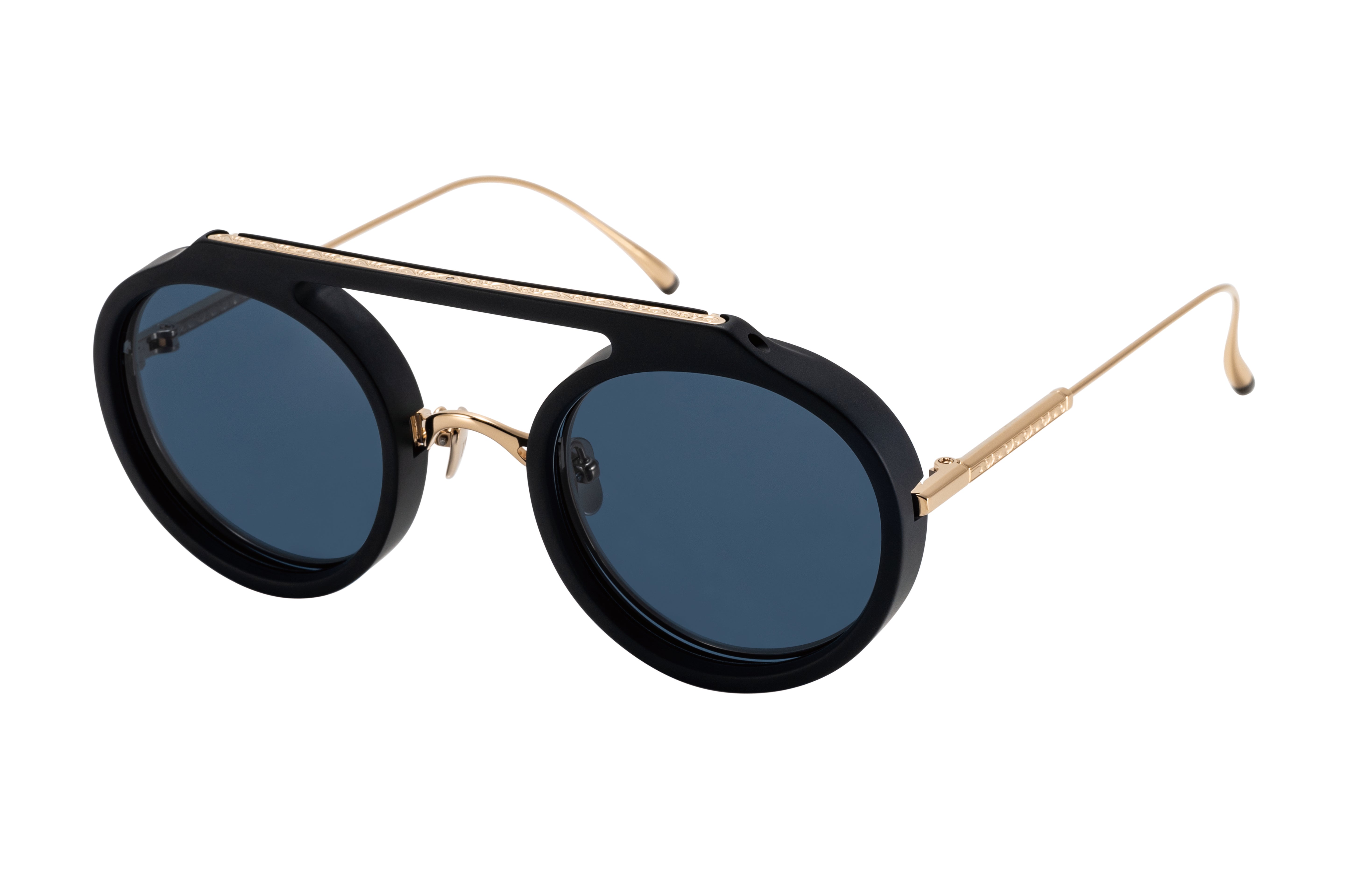Masunaga x Kenzo Takada Scutum Sunglasses - S19 Black/Gold Blue