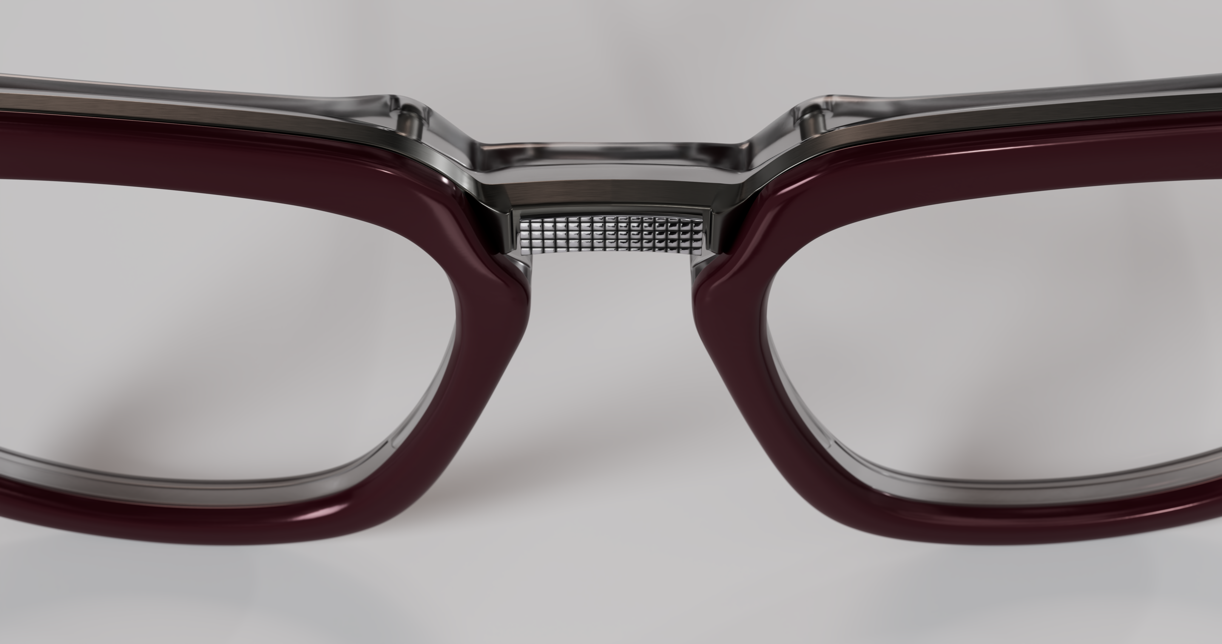 Masunaga MOC 005 Color A — Brushed Gunmetal / Burgundy – Grey Crystal