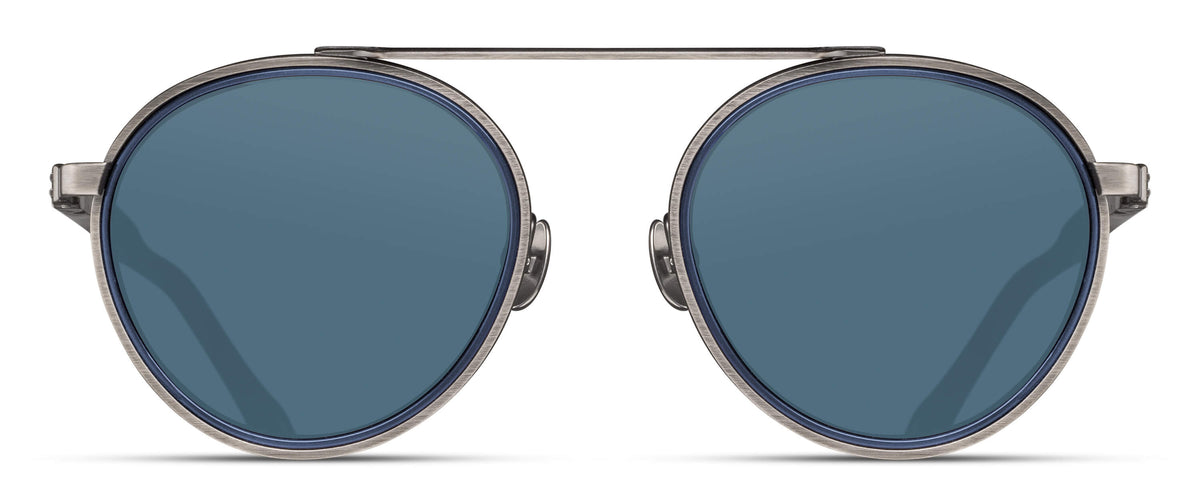 Matsuda M3125 Sunglasses in Antique Silver - Navy
