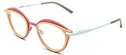 Bevel Dreezy in Reddish Pink Dust Grey, handmade Japanese eyewear at Visionary Optics NYC