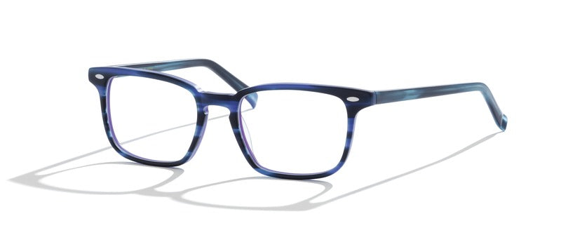 Bevel Tati in Bluish Purple/Blue Horn Matte, handmade Japanese eyewear at Visionary Optics NYC