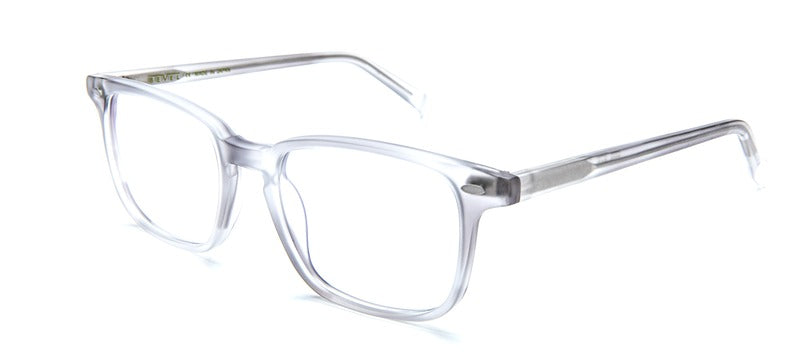 Bevel Tati in Smoke Crystal Matte, handmade Japanese eyewear at Visionary Optics NYC