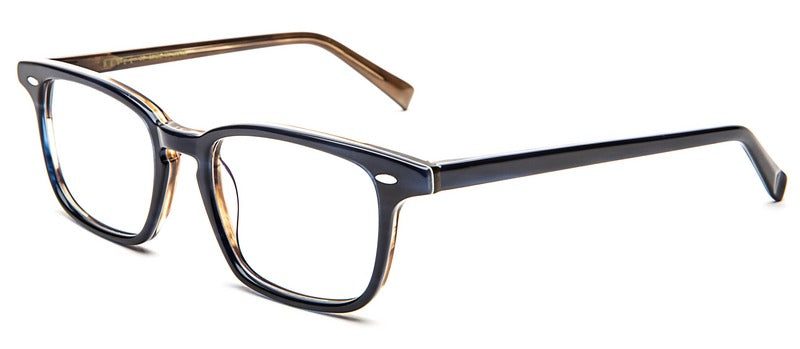 Bevel Barbill in Niagra/Caramel Cafe, handmade Japanese eyewear at Visionary Optics NYC