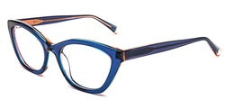 Bevel Salaun in Scuba Blue/Coral, handmade Japanese eyewear at Visionary Optics NYC