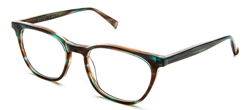 Bevel Squamish in Aqua Tortoise, handmade Japanese eyewear at Visionary Optics NYC