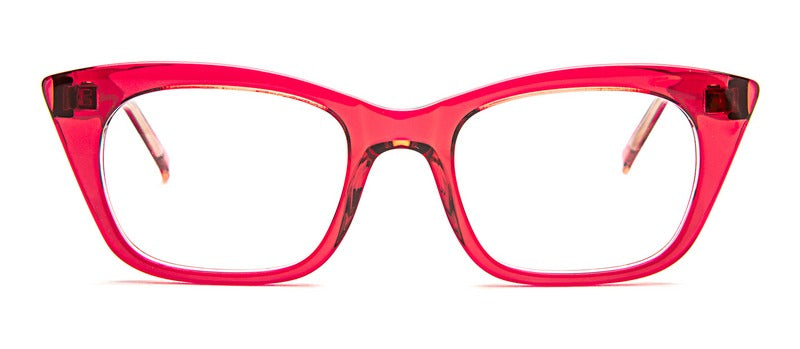 Bevel Sahara in Red Syrup, handmade Japanese eyewear at Visionary Optics NYC
