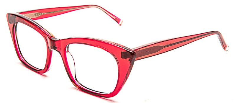 Bevel Sahara in Red Syrup, handmade Japanese eyewear at Visionary Optics NYC
