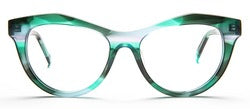 Bevel Pale J in Green Purple Flora, handmade Japanese eyewear at Visionary Optics NYC