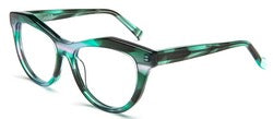Bevel Pale J in Green Purple Flora, handmade Japanese eyewear at Visionary Optics NYC