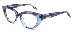 Bevel Jungle in Blue Pink Flora, handmade Japanese eyewear at Visionary Optics NYC