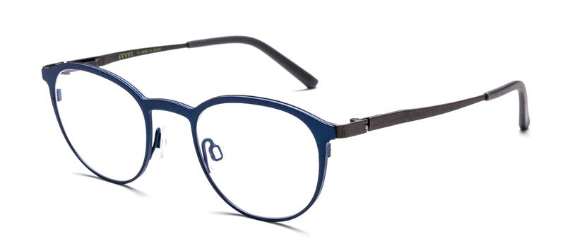 Bevel Beets GO ON in Marine Blue/Dark Grey, handmade Japanese eyewear at Visionary Optics NYC